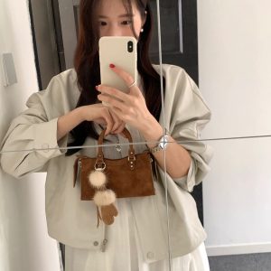 MBH Autumn Winter New Retro Genuine Leather Sweet Cool Motorcycle Bag Korean Style High-end Handbag Without Pendant