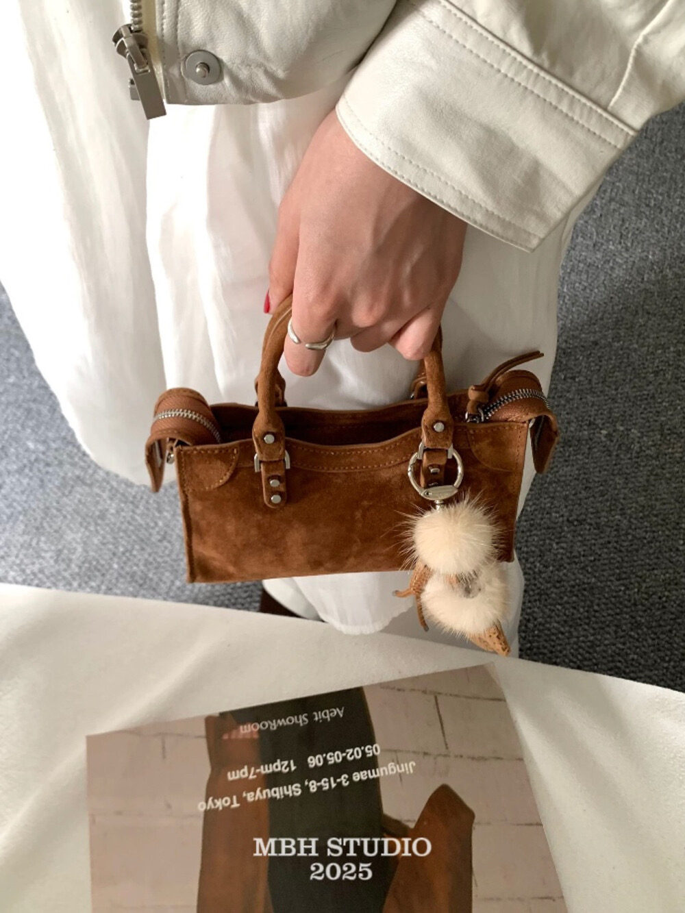 MBH Autumn Winter New Retro Genuine Leather Sweet Cool Motorcycle Bag Korean Style High-end Handbag Without Pendant - Image 4