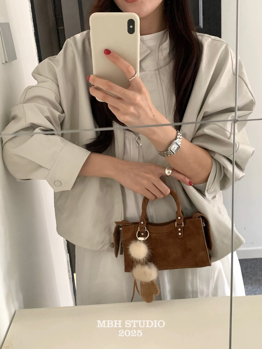 MBH Autumn Winter New Retro Genuine Leather Sweet Cool Motorcycle Bag Korean Style High-end Handbag Without Pendant - Image 3
