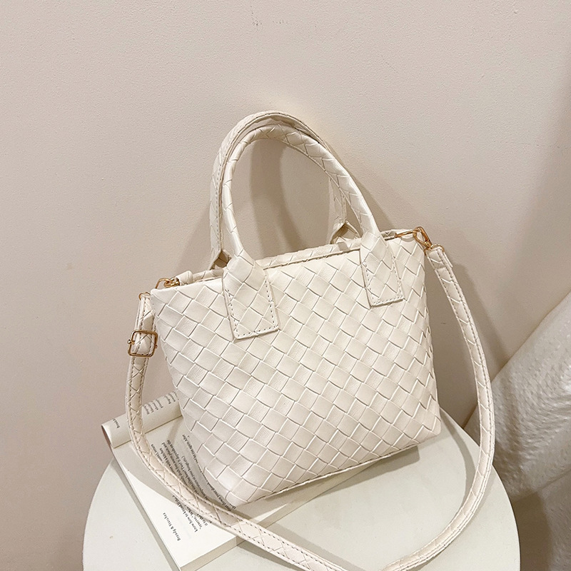 Woven Bucket Bag for Women PU Leather Handbag Shoulder Crossbody 2026 New - Image 3