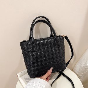 Woven Bucket Bag for Women PU Leather Handbag Shoulder Crossbody 2026 New