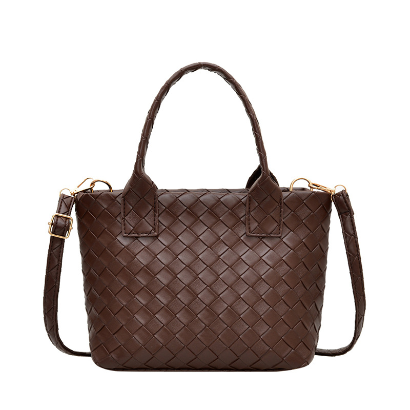 Woven Bucket Bag for Women PU Leather Handbag Shoulder Crossbody 2026 New - Image 5