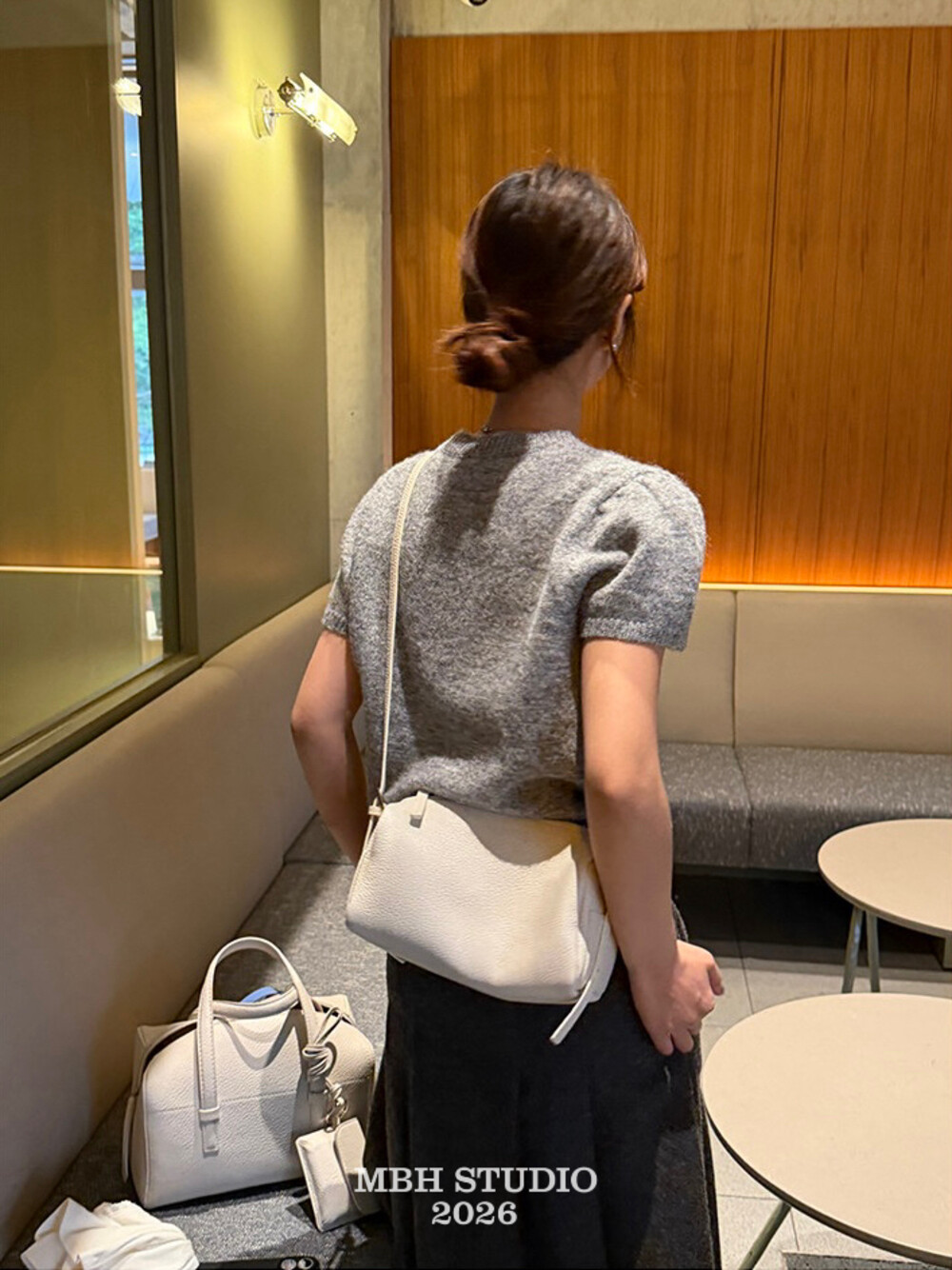 MBH 2026 Spring Summer Soft Leather Cylinder Shoulder Bag with Strap - Image 2