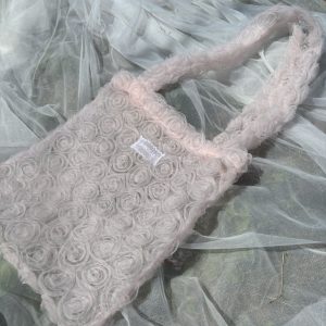 New Japanese Korean Sweet Rose Lace One Shoulder Bag French Lace Mesh Handbag Ballet Style