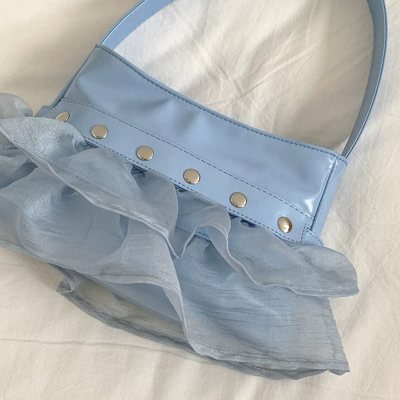 NO MORE Antt Women's Underarm Bag with Ruffles Pleats and Studs - Image 3