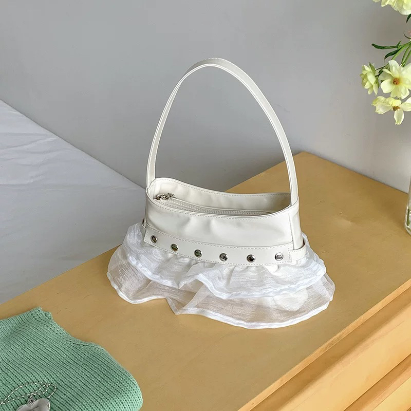 NO MORE Antt Women's Underarm Bag with Ruffles Pleats and Studs - Image 5