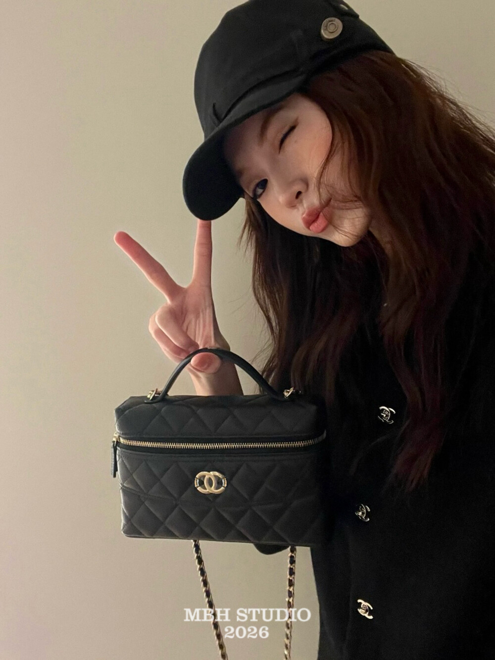MBH DIY Caviar Leather LP Lunch Box Bag with Chain Crossbody and Handbag