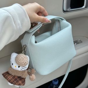 MBH Women's Top Grain Litchi Leather Bento Bag Summer Commute Crossbody Handbag with Strap