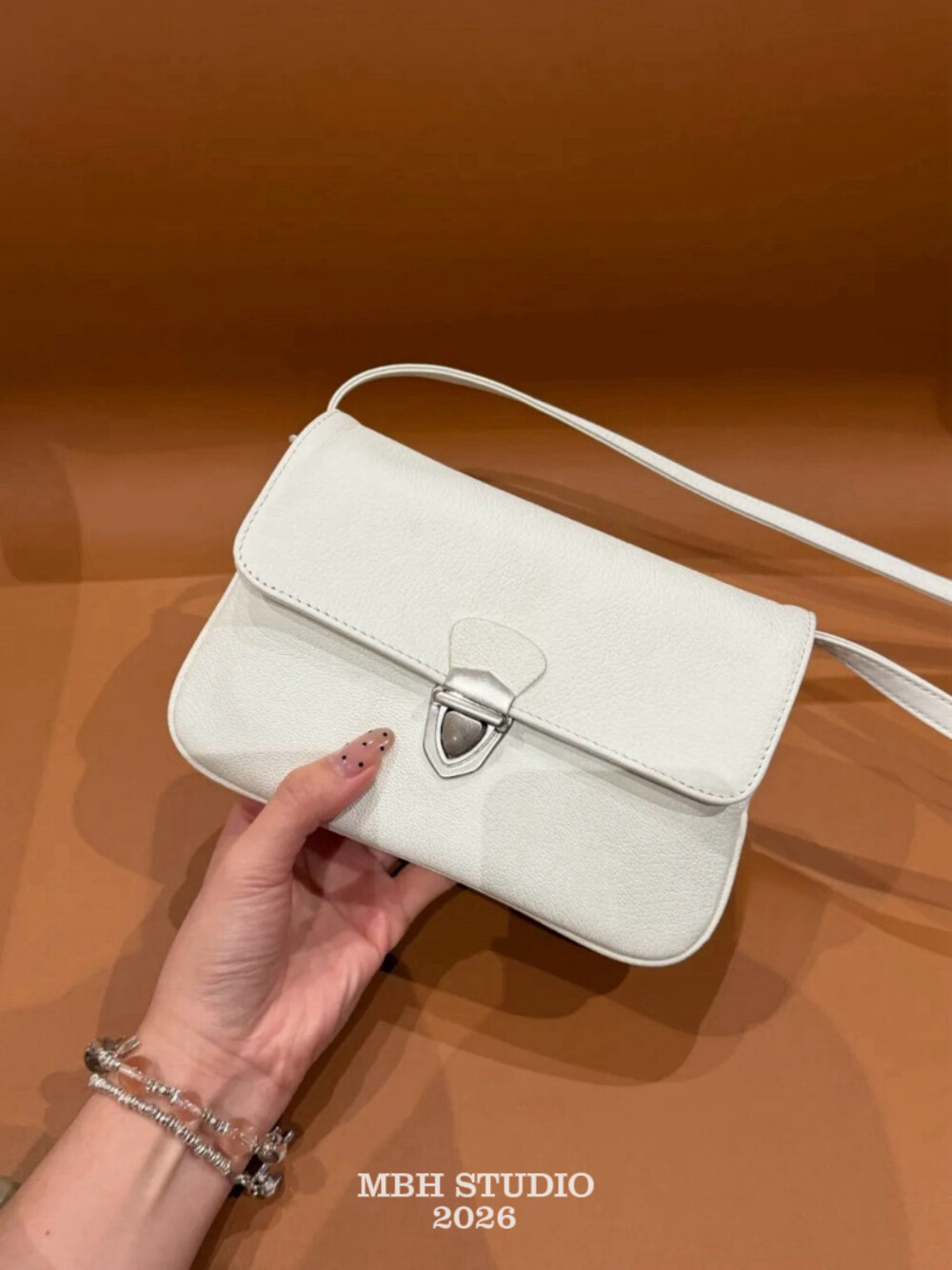 MBH Top Layer Cowhide Small Square Bag Envelope Bag Korean Niche Lock Genuine Leather Shoulder Crossbody Bag - Image 2