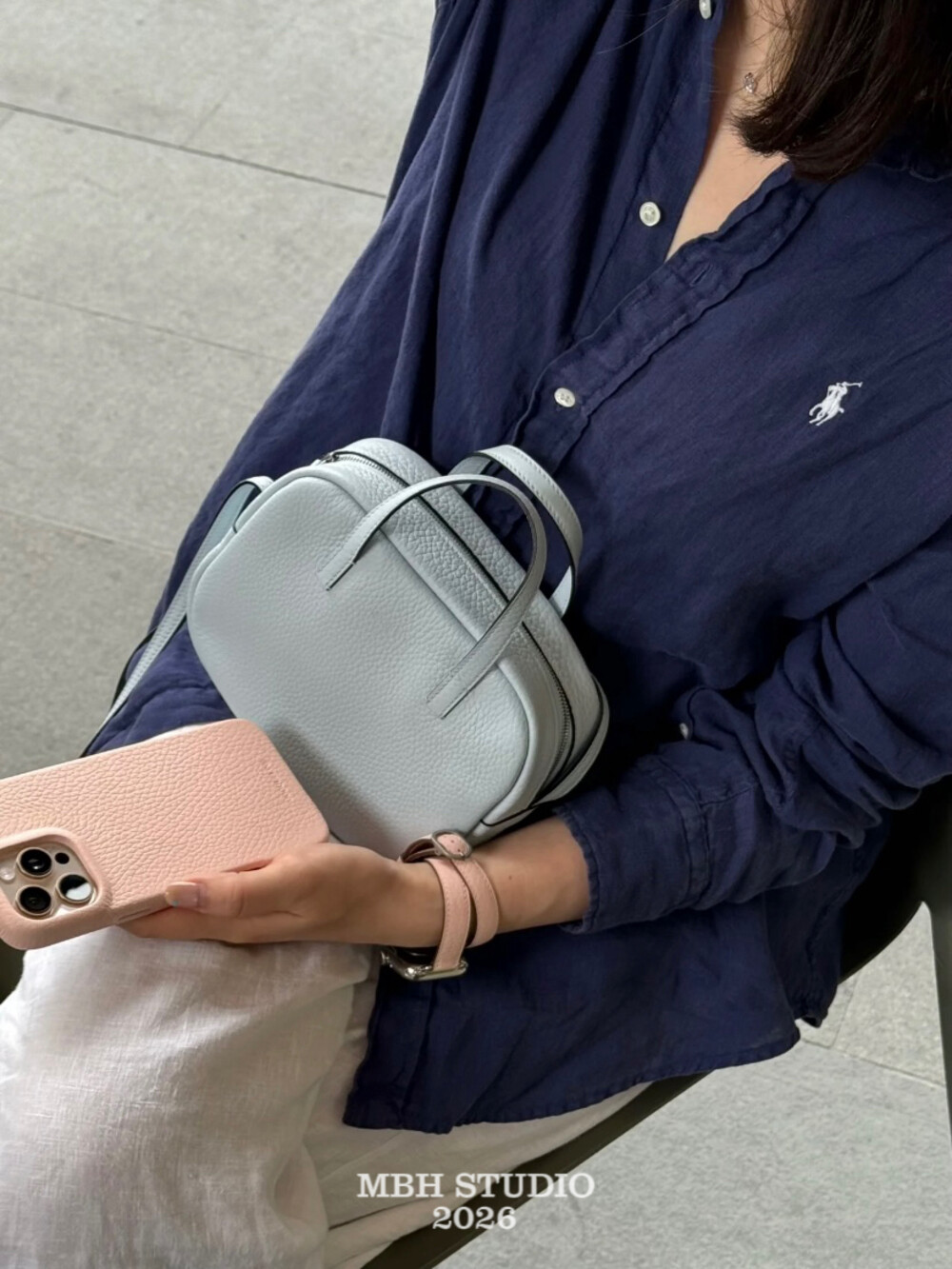 MBH Top Layer Cowhide Mini Square Bag Designer Solid Color Minimalist Crossbody Handbag with Pony - Image 4
