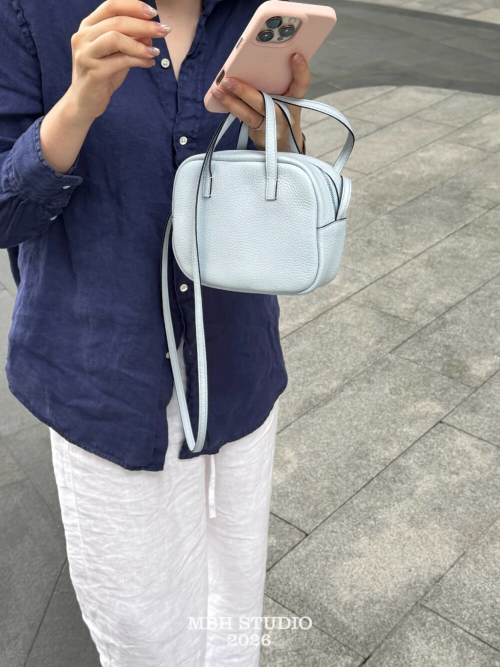 MBH Top Layer Cowhide Mini Square Bag Designer Solid Color Minimalist Crossbody Handbag with Pony - Image 3