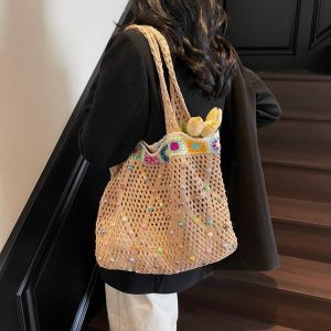 NO MORE Women's Large Capacity Commuter Tote Bag 2026 Spring New Versatile One Shoulder Relaxed Student Bag