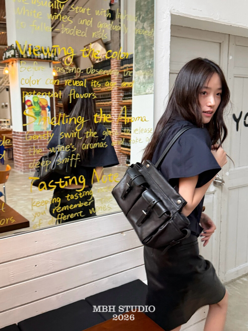 MBH Moto-Style Full-Grain Leather Multi-Pocket Large Tote Bag Cool Shoulder Bag - Image 4