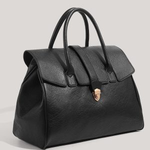2026 New Women's Handheld Briefcase Tote Bag Vintage High-End PU Leather Large Capacity Commuter Bag