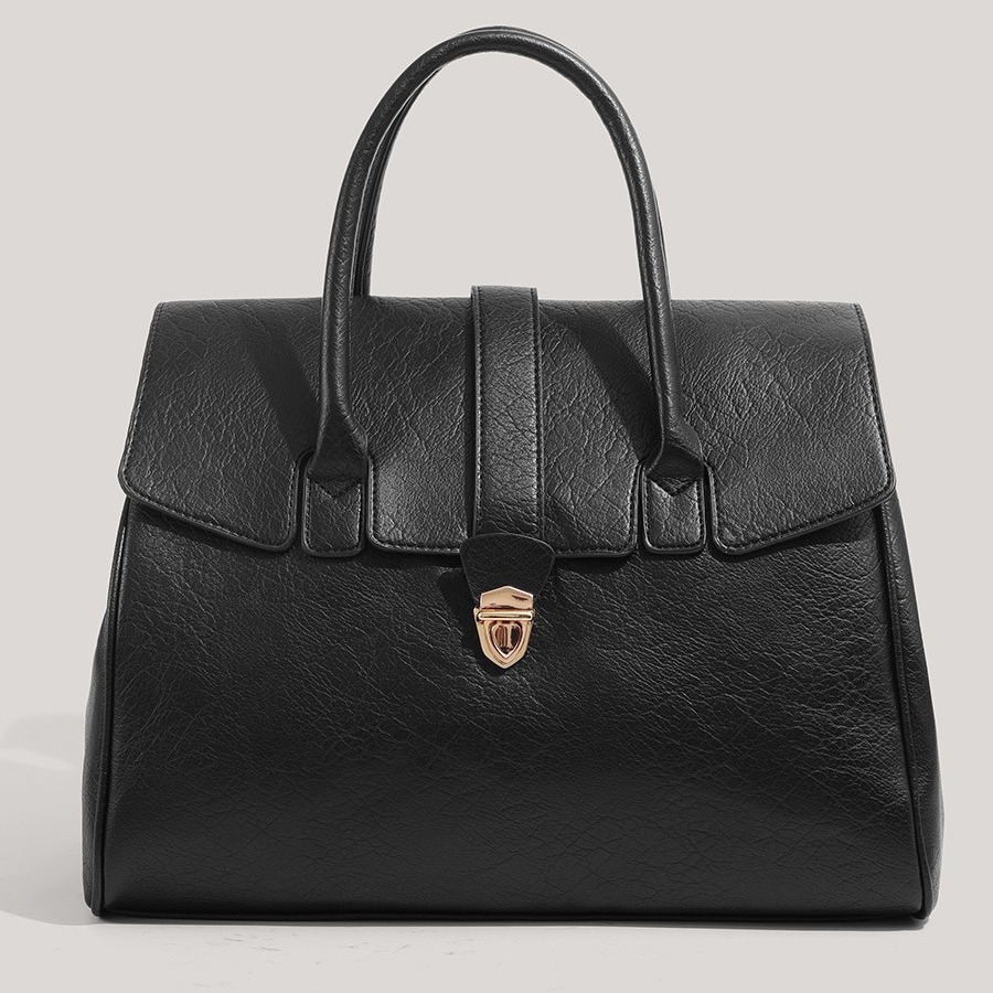 2026 New Women's Handheld Briefcase Tote Bag Vintage High-End PU Leather Large Capacity Commuter Bag - Image 2