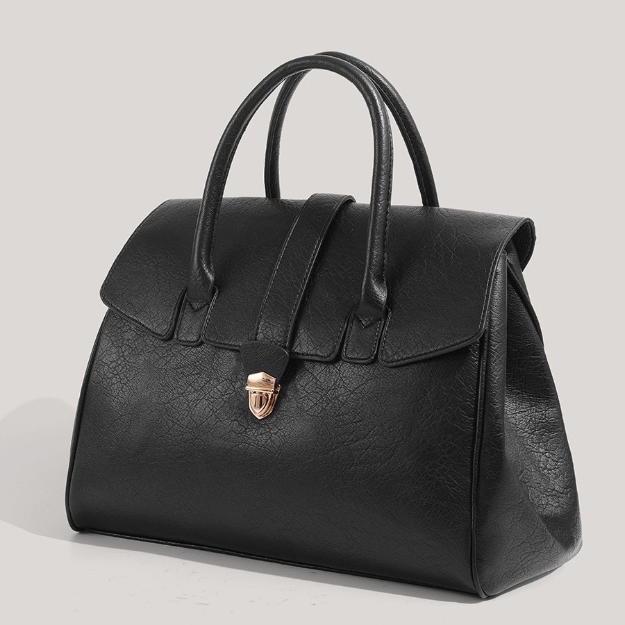 2026 New Women's Handheld Briefcase Tote Bag Vintage High-End PU Leather Large Capacity Commuter Bag - Image 3